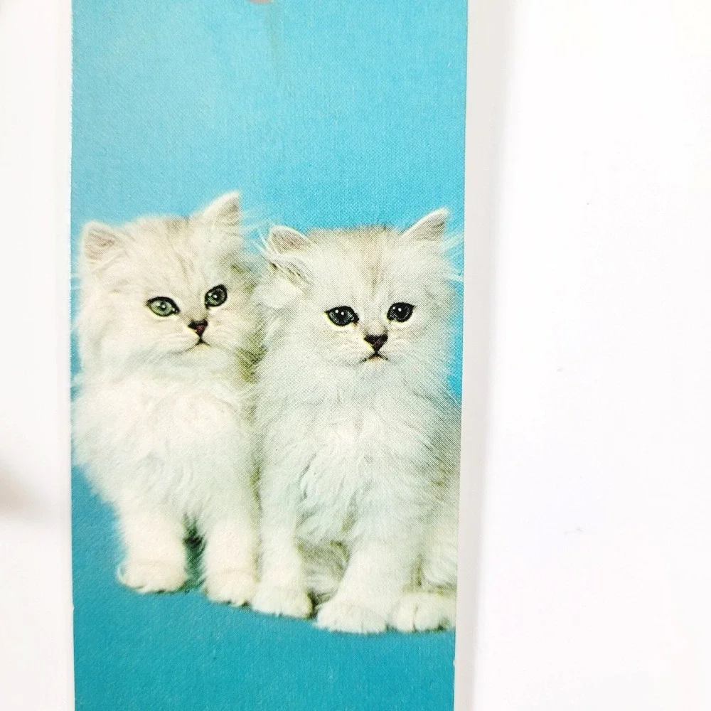 Vintage 80s Pussycats tassel Bookmark- White Kittens- Hallmark Cards- 60HBM 80-4